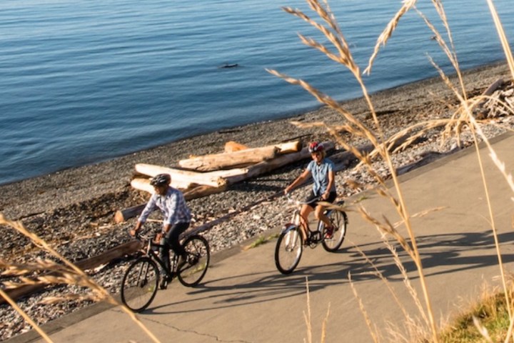 a bicycle next to a body of water