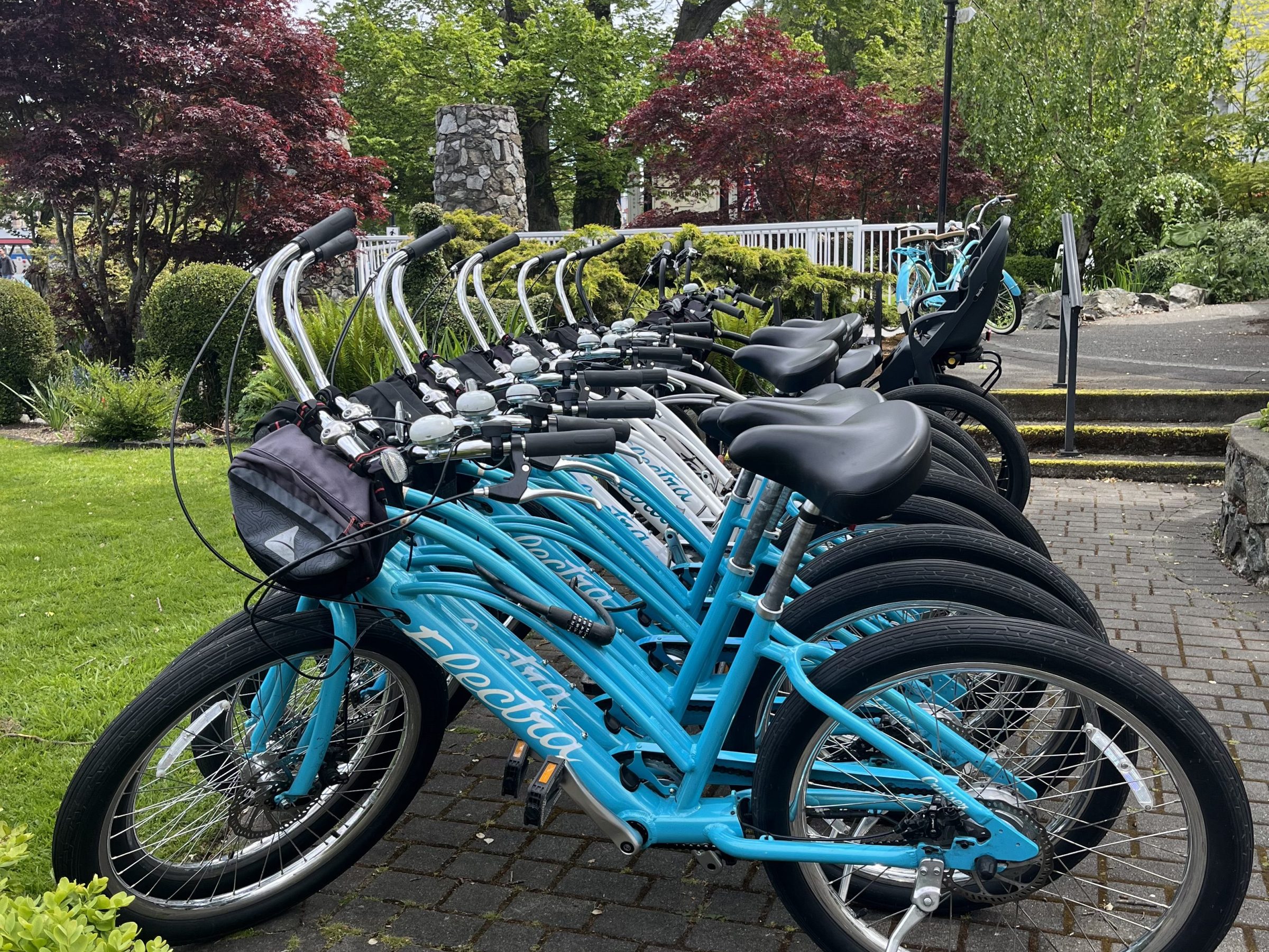 a bicycle is parked next to a motorcycle